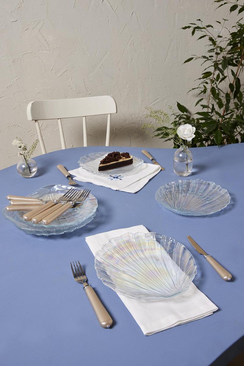 Madison 6 Parça Lüsterli Cam Pasta / Tatlı Seti 21 Cm