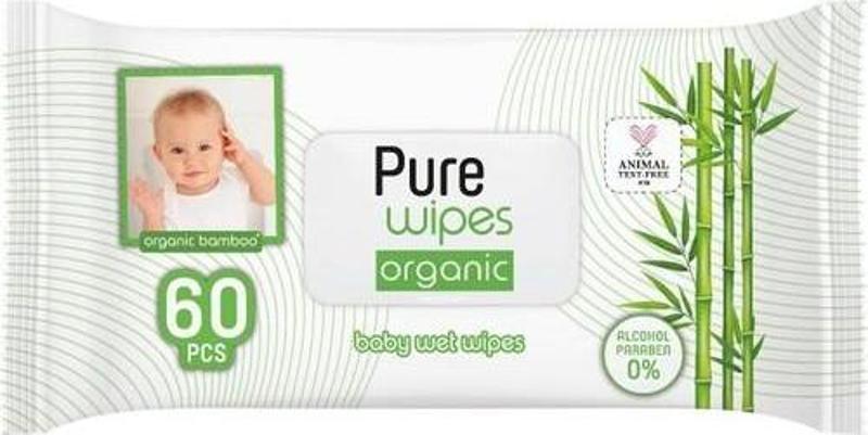 Wipes Islak Havlu Mendil 60 Yaprak Organic Bambu (3 Lü Pk) 180 Yaprak