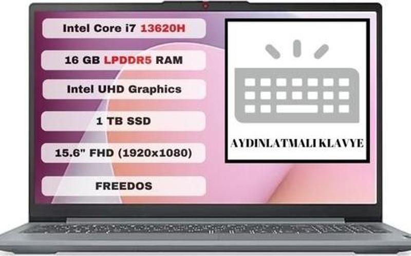 Ideapad Slim 3 15IRH8 83EM008NTR Intel Core I7 13620H 16GB 1tb SSD Freedos 15.6 Fhd Taşınabilir Bilgisayar