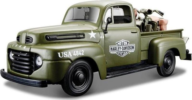 1/24 1948 Ford F-1 Pickup Harley Davidson Model Araba