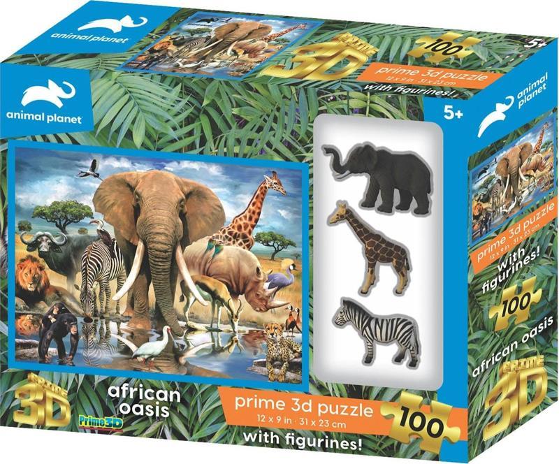 Prime 3D - Afrika Hayvanları 100 Parça Puzzle ve Figür Set 15545