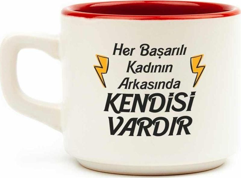 Her Başarılı Kadının Arkasında Kendisi Vardır Beyaz Venüs Kupa - Hediye Seramik Kupa