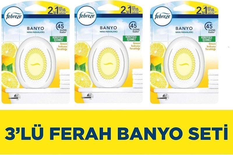 Banyo Hava Ferahlatıcı Oda Kokusu Limon Ferahlığı 3'lü