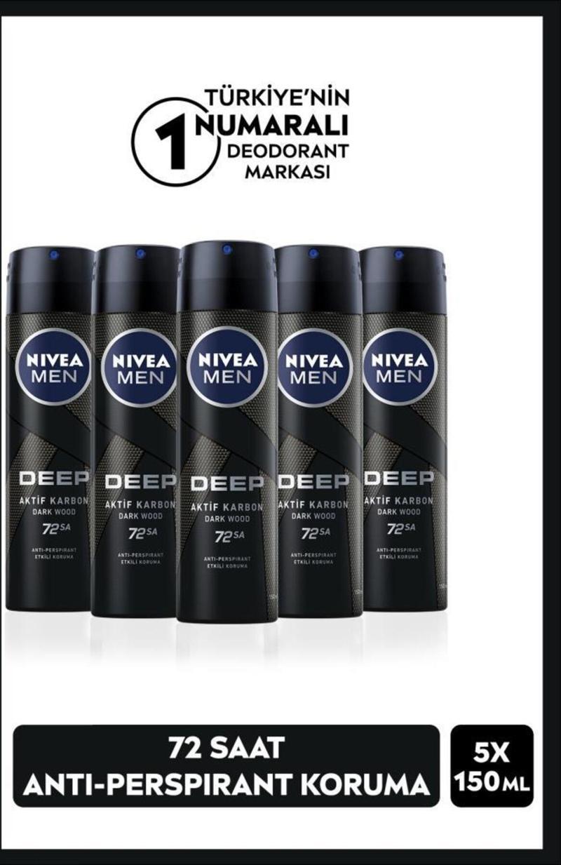 Erkek Sprey Deodorant Deep Dimension 48 Saat Anti-Perspirant Koruma 150 ml X 5 Adet