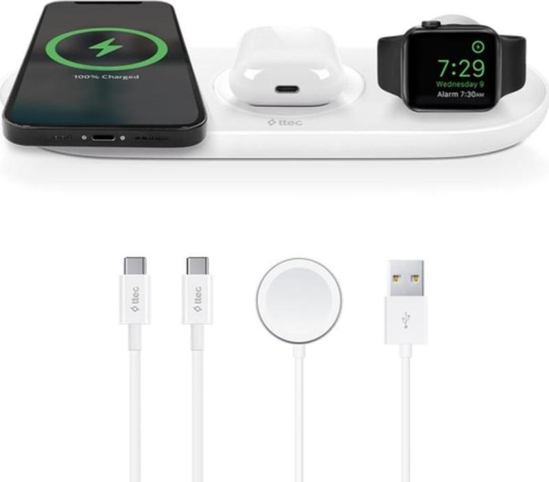 15W 3in1 İphone, Apple Watch ve Airpod ile Uyumlu Kablosuz Şarj Aleti, İphone X,11,12,13,14,15 Serisi ile Uyumlu