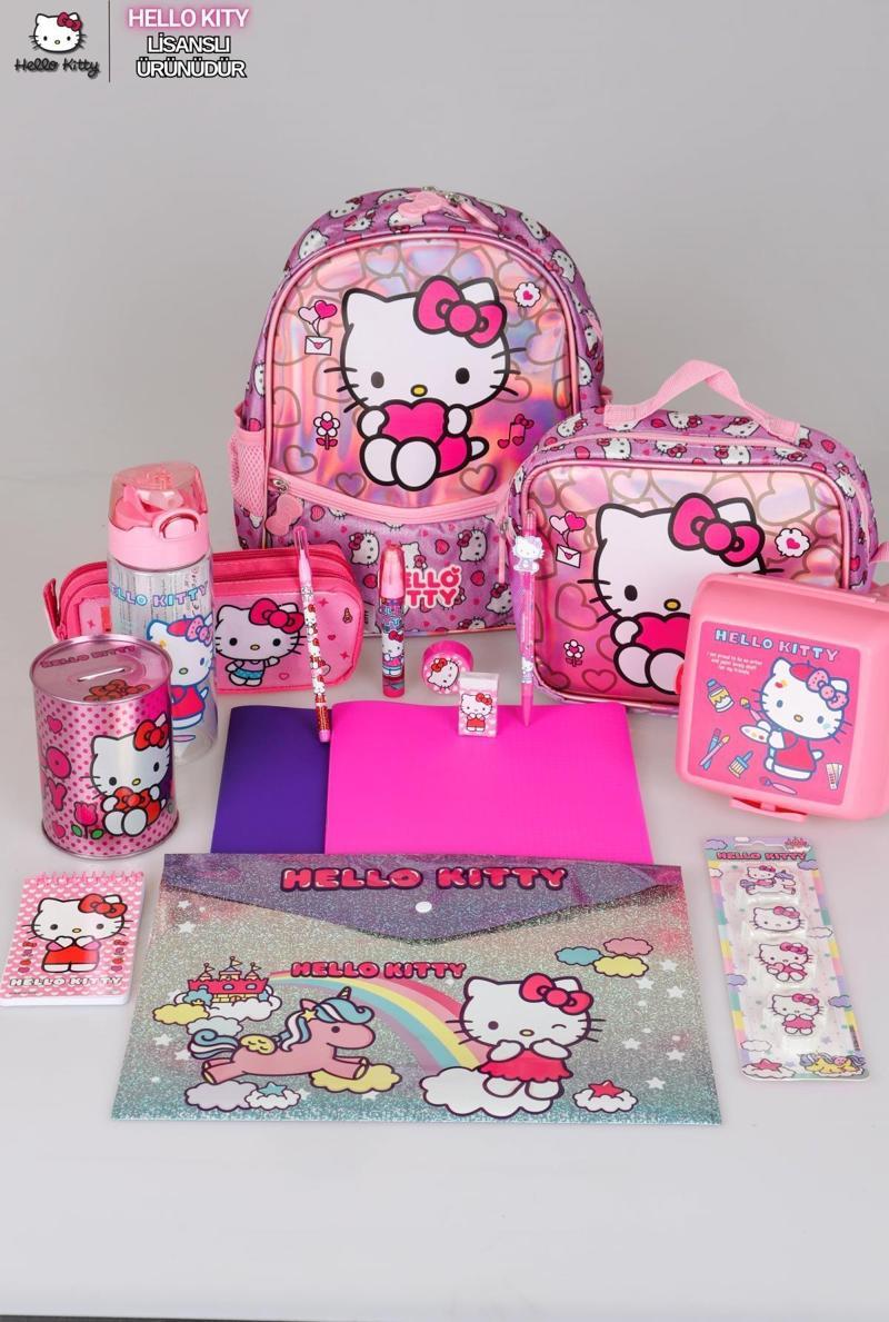 YENİ SEZON LİSANSLI HELLO KITTY ANAOKUL,BESLENME VE KALEM ÇANTASI İLE BESLENME KABI,MATARA KIRTASİYE OKUL SETİ