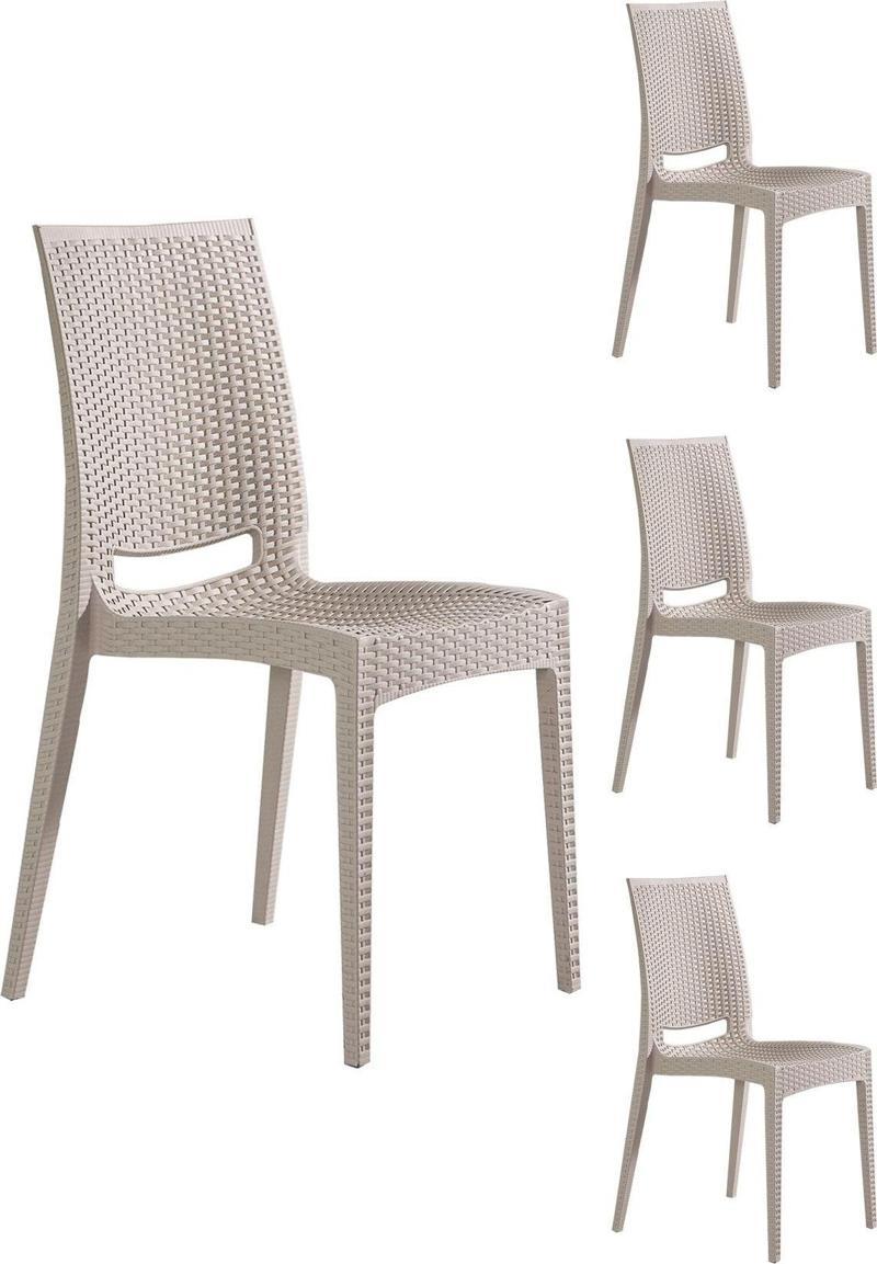 4 Adet Rattan Cappucino Sandalye / Balkon - Bahçe - Teras