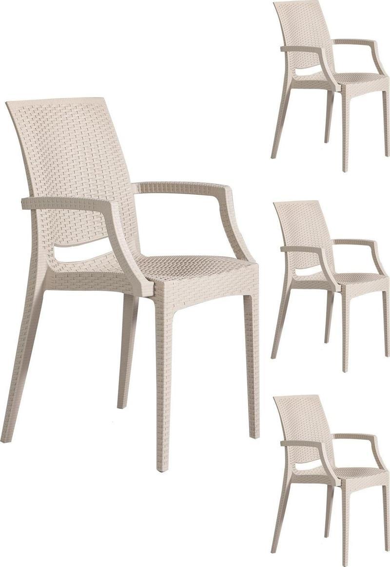 4 Adet Rattan Lüx Cappucino Sandalye / Balkon - Bahçe - Teras