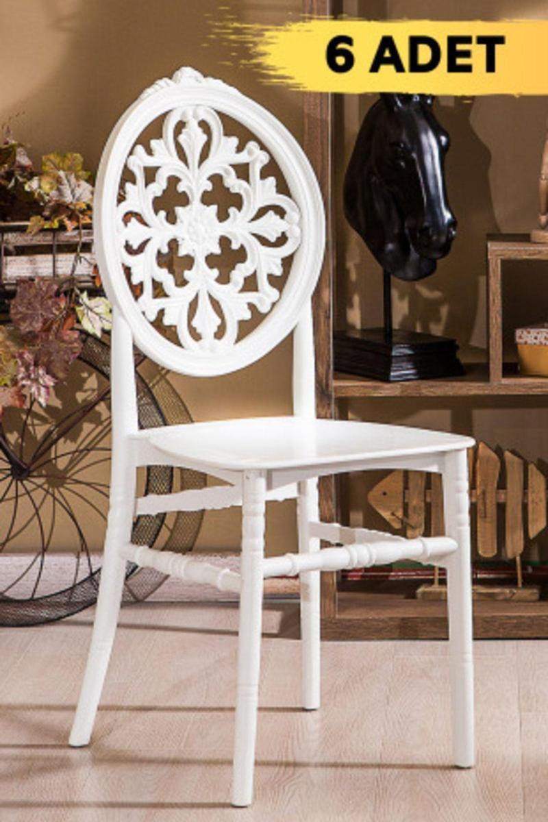 6 Adet Venüs Beyaz Sandalye / Balkon - Bahçe - Mutfak