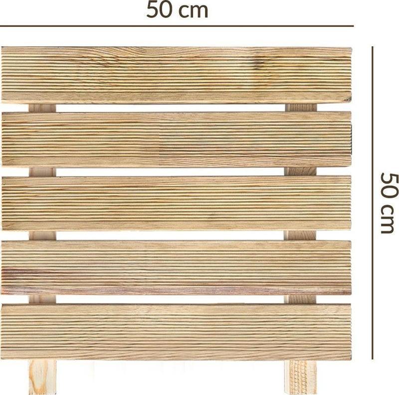 Ahşap Yer Karosu, Yer Döşeme, Ahşap Kaydırmaz Tırtıklı Döşeme Deck 50x50 cm