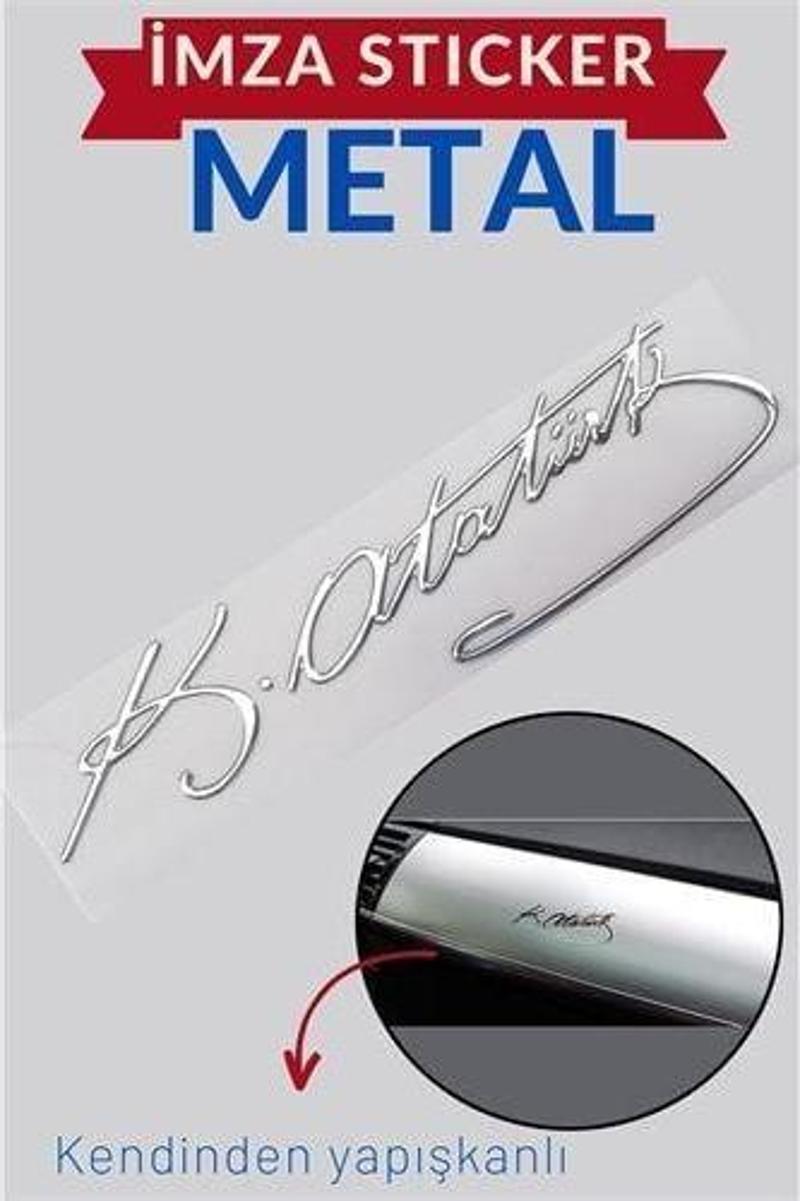 Metal 8.5 Cm Atatürk İmzası Sticker