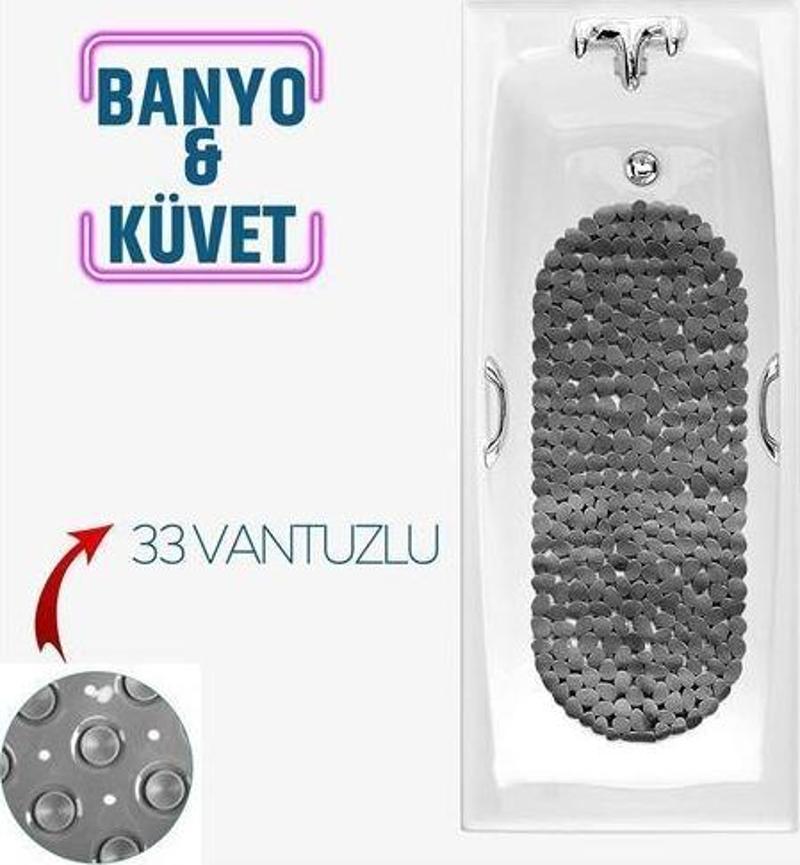 TransForMacion Banyo Duş Kaydırmaz Paspas GRİ 33 Vantuzlu J.Stone Design 716670