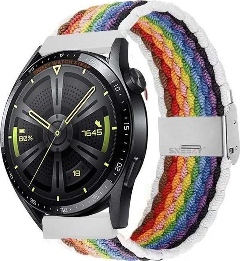 Huawei Watch Gt4 46mm İle Uyumlu 22mm Metal Klips Solo Fiberlink Örgü Kordon