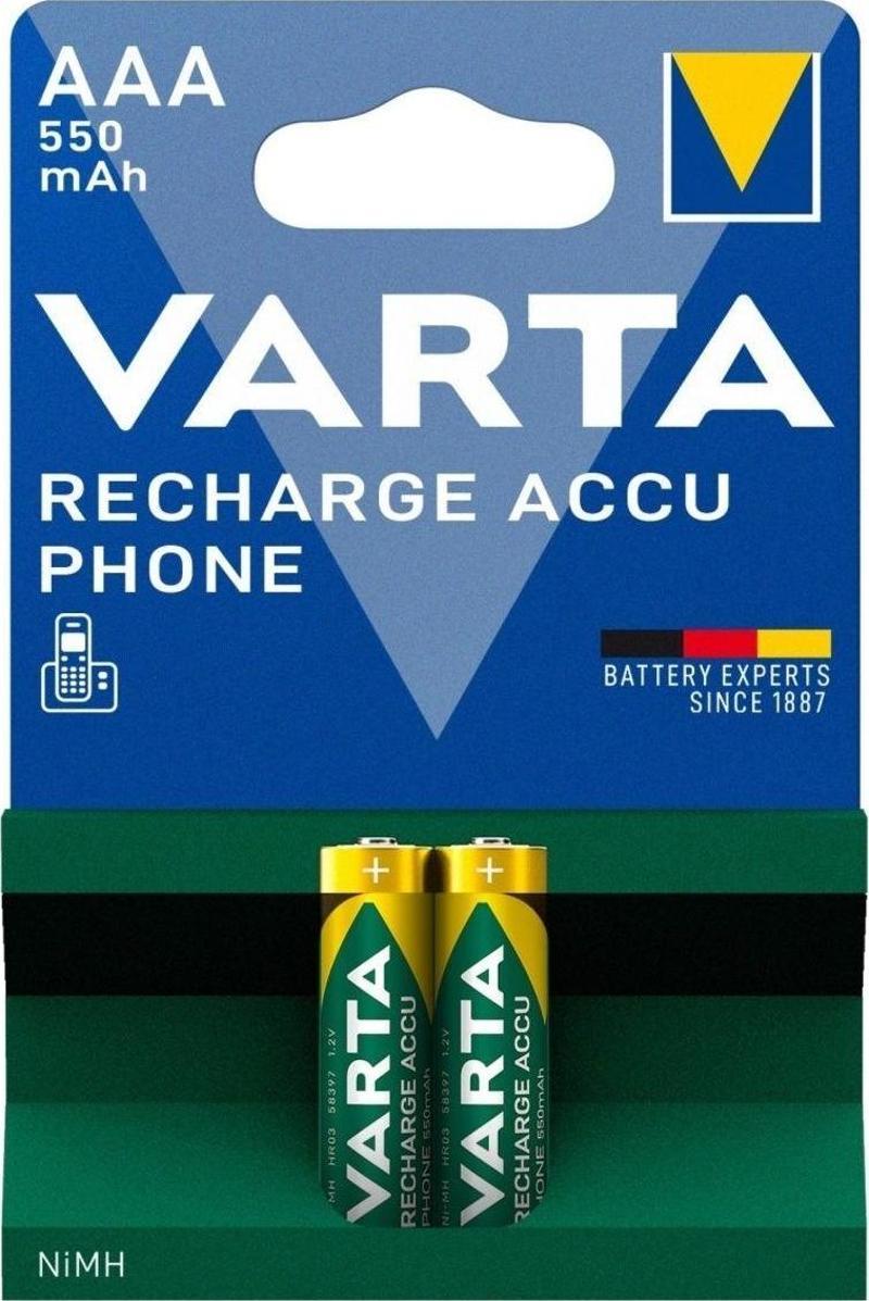 Varta Nı-mh 1.2v 550 Mah Hr03 Aaa Şarjlı 2li Ince Kalem Pil