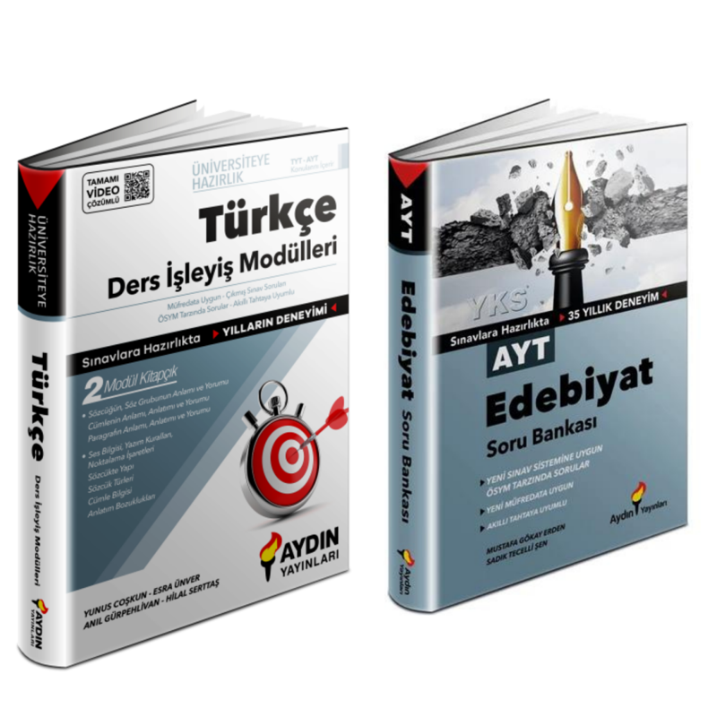 Aydın Yayınları    Tyt Türkçe Ders İşleyiş Modülü & Ayt Edebiyat Soru  Bankası