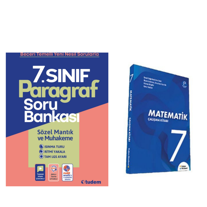 Tudem Yayınları  7.sınıf Parağraf Soru  Bankası & Matematik Çalışma Kitabı