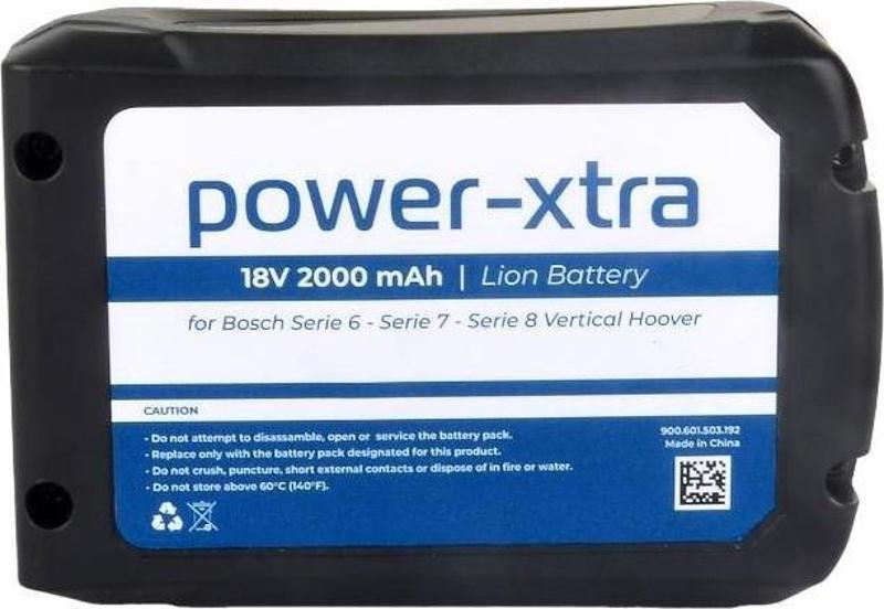 - Bosch - Serie 6 - Serie 7 - Serie 8 Dikey Süpürge Bataryası - 18V 2000mAh Li-ion Batarya