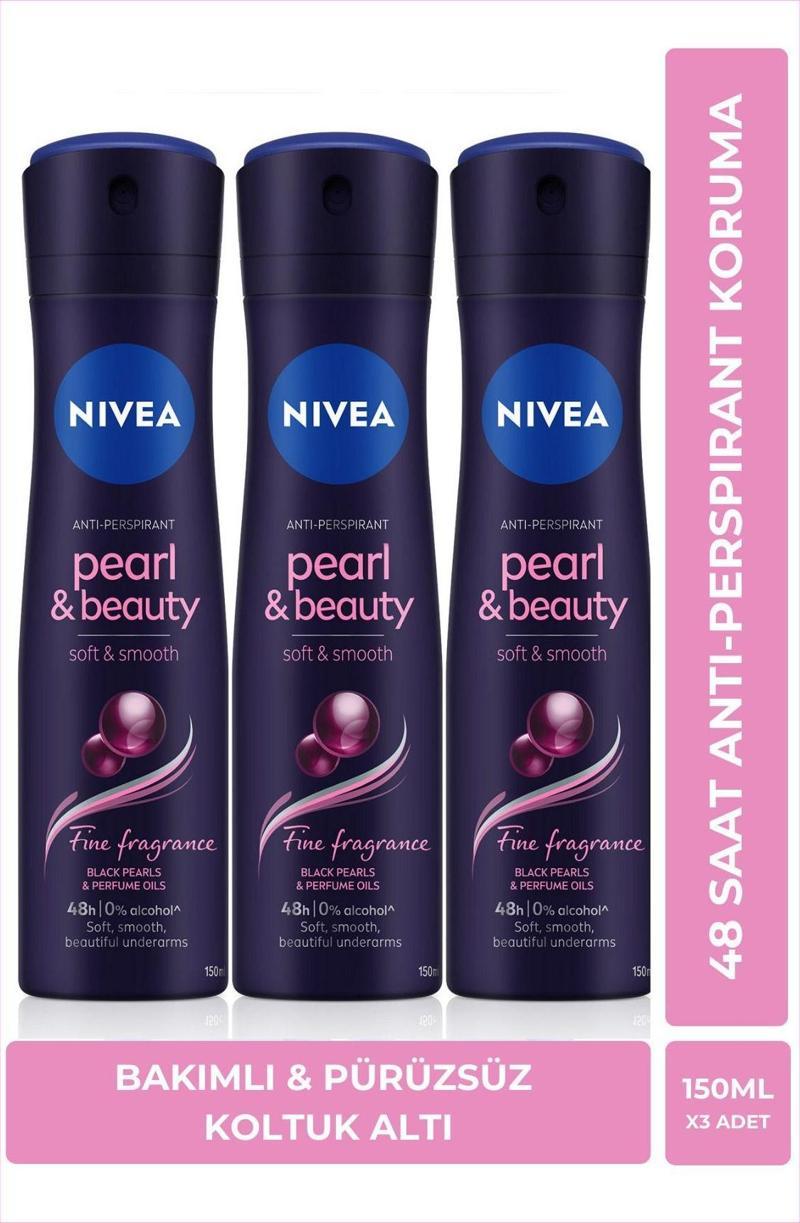 Kadın Sprey Deodorant Pearl&beauty Fine Fragrance 150ml, 48 Saat Anti-perspirant Koruma, X3 Adet