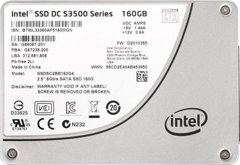 160GB SSD Dc S3500 Series (SSDSC2BB160G4) 2.5in Sata 6gb/s, 20NM, Mlc SSD