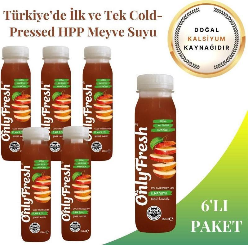 Elma Suyu Taze Soğuk Sıkım (Cold Pressed) 6 Adet 250ml