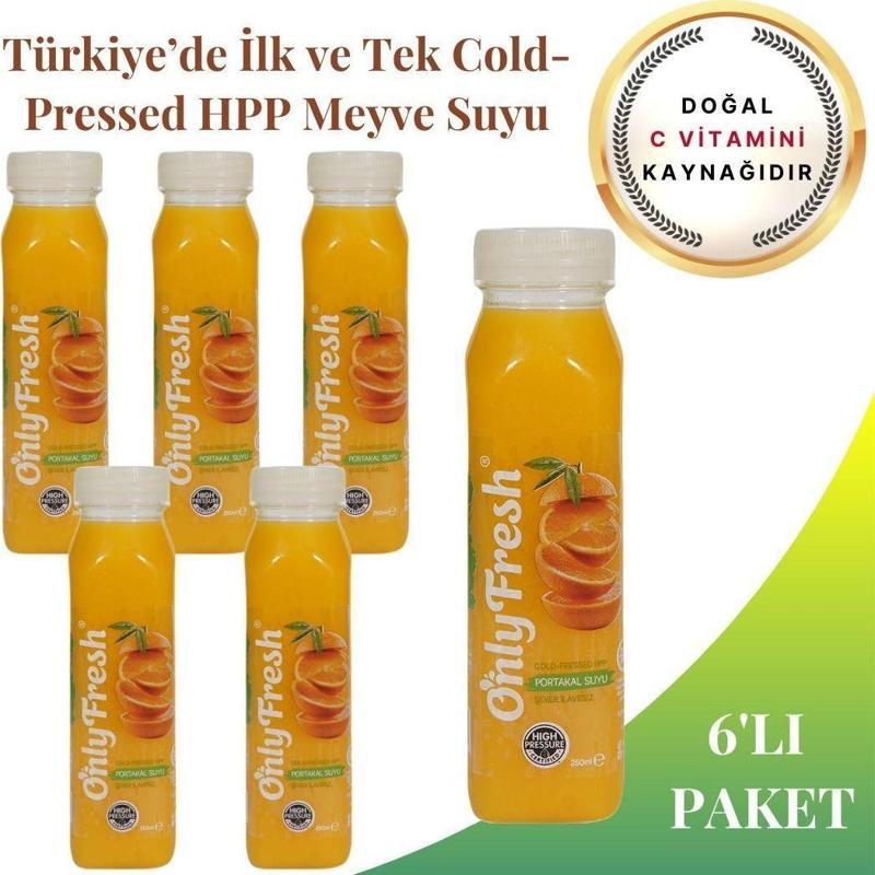 Portakal Suyu Taze Soğuk Sıkım (Cold Pressed) 6 Adet 250ml