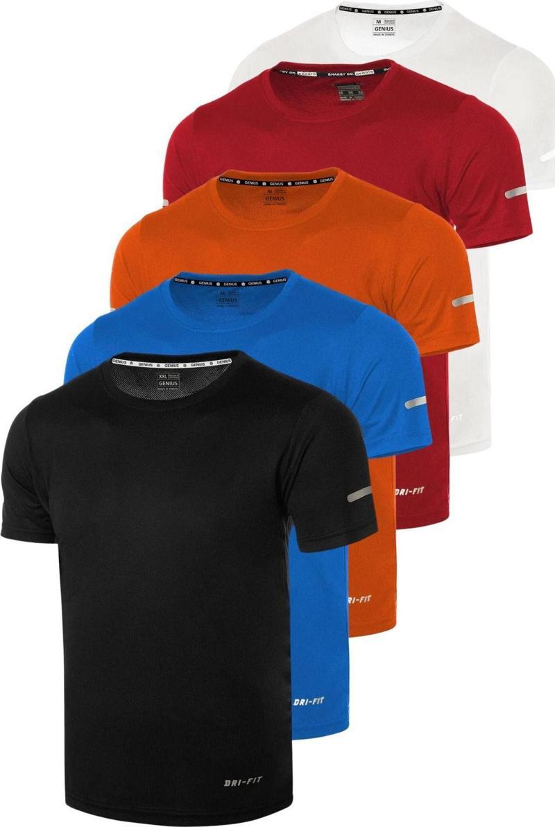 5'Li Erkek Nem Emici Hızlı Kuruma Atletik Teknik Performans Spor T-Shirt Drıfıt-Kısakol5 Siyah S