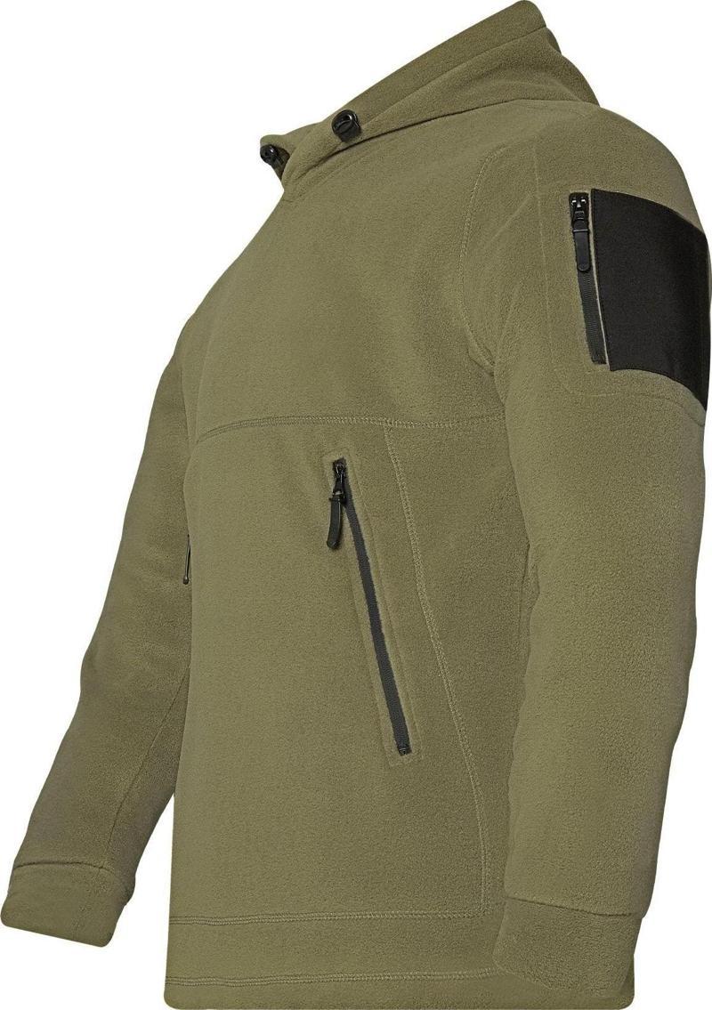 Erkek Polar Outdoor Kapşonlu Kombat Tactical Cepli Polar Açık Haki Xl