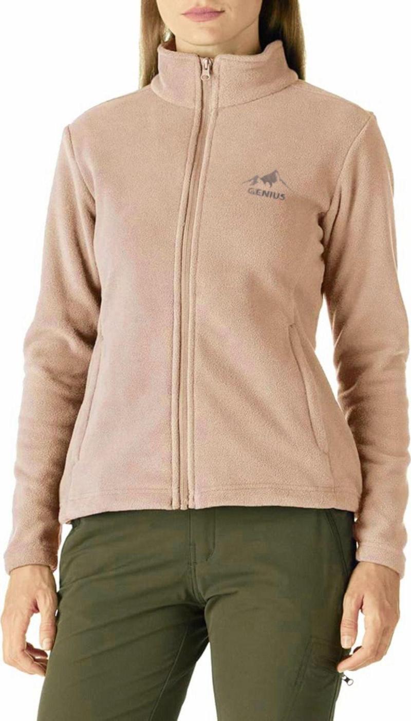 Genıus Kadın Tam Fermuarlı Kalın Outdoor Polar Ceket Renkli-Tam Mercan 2Xl