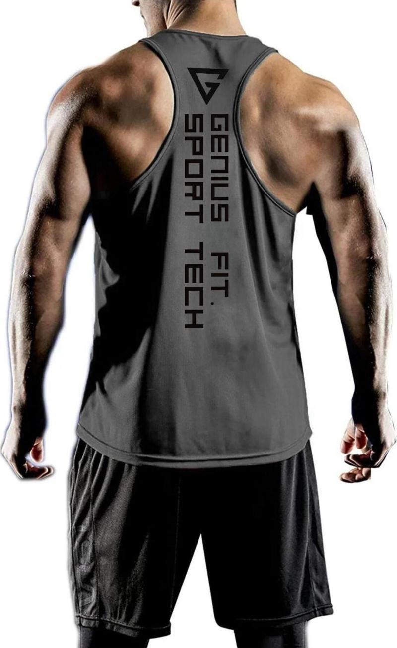 Erkek Dry Fit Y-Back Gym Fitness Sporcu Atleti Genıus-Fıt Füme 2Xl