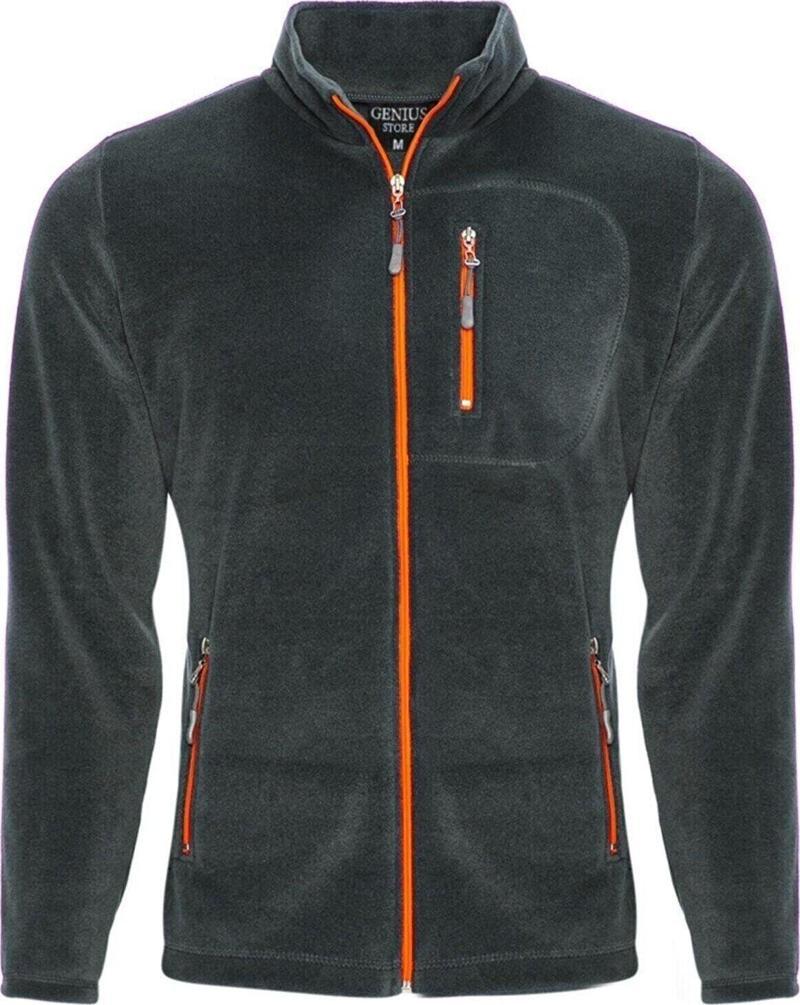 Erkek Polar Tam Fermuarlı 3 Cepli Outdoor Polar Ceket Tactical Flecee Füme 2Xl