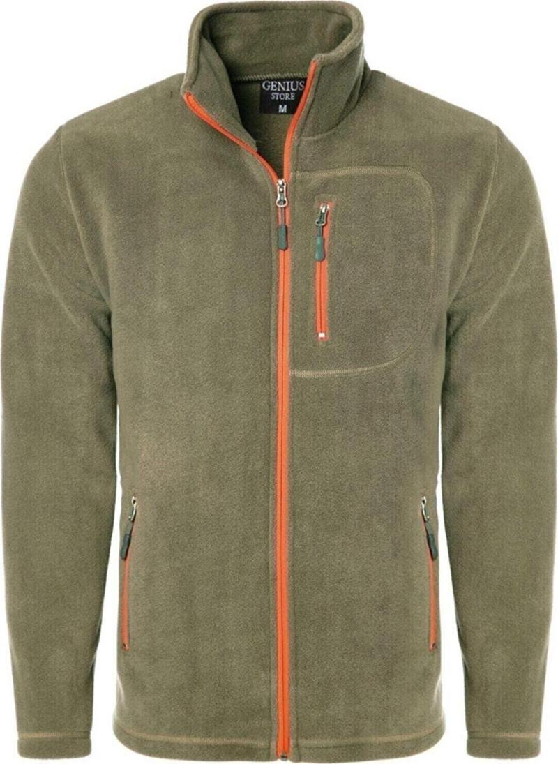 Erkek Polar Tam Fermuarlı 3 Cepli Outdoor Polar Ceket Tactical Flecee Açık Haki 2Xl