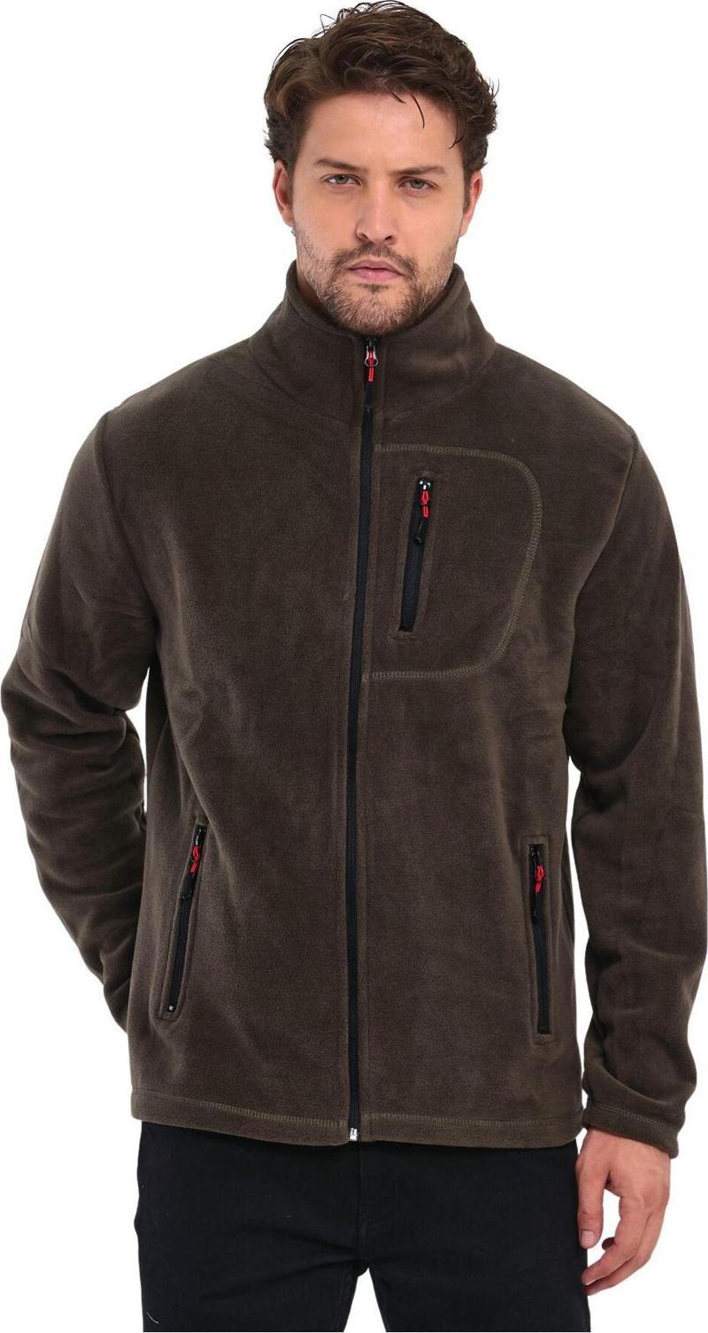 Genıus Store Erkek Polar Tam Fermuarlı 3 Cepli Outdoor Polar Ceket Tactical Flecee Polar-Gns Haki 2Xl