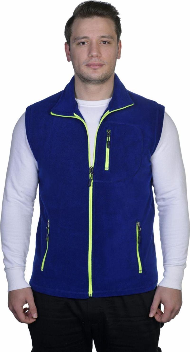 Erkek Polar Yelek Tam Femuarlı Outdoor Spor Yelek 3 Cepli 8 Renk İndigo S