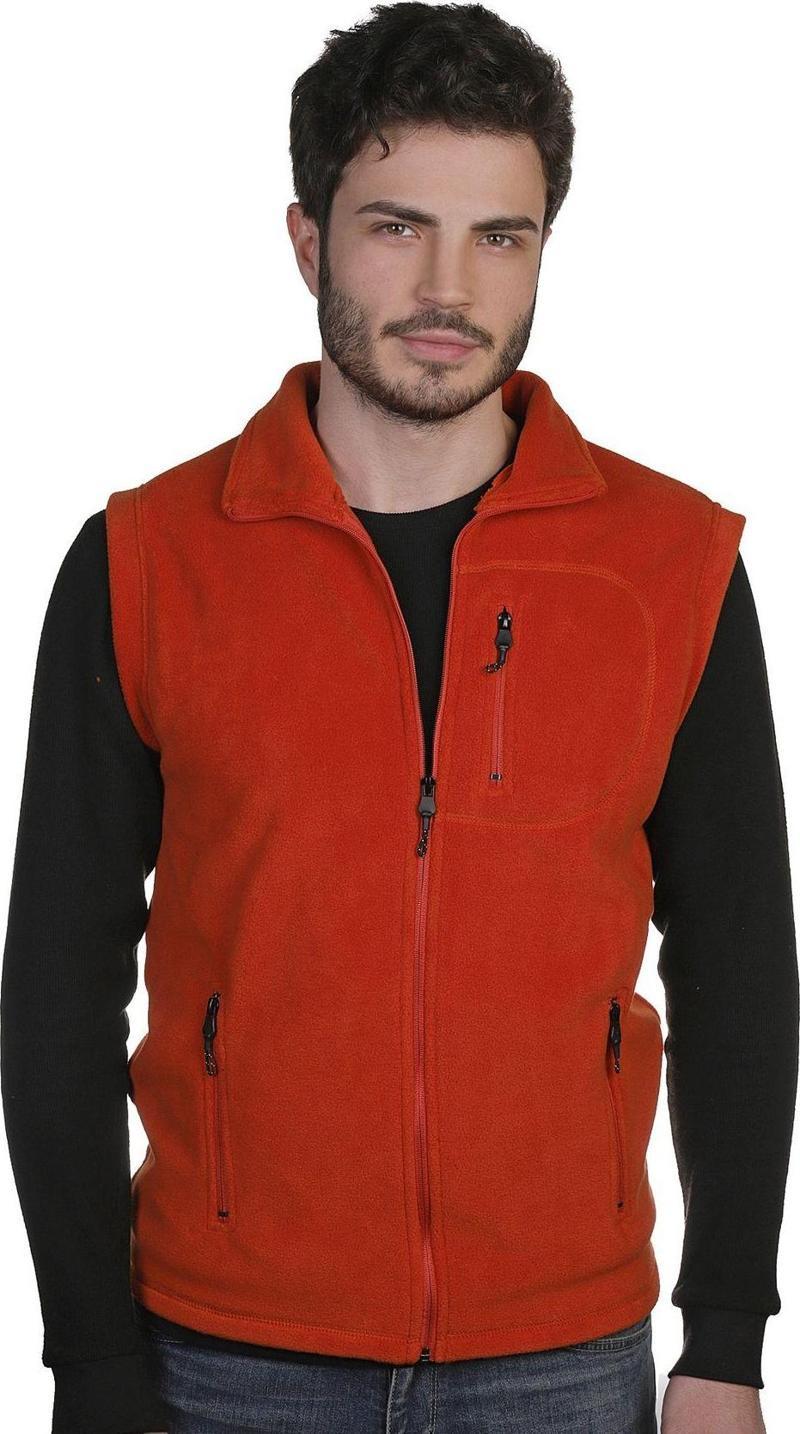 Erkek Polar Yelek Tam Femuarlı Outdoor Spor Yelek 3 Cepli 8 Renk Kiremit S