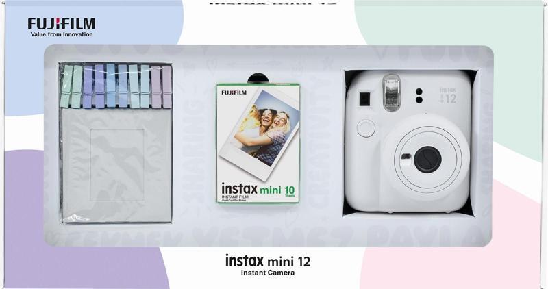 mini 12 Beyaz Fotoğraf Makinesi 10'lu Film ve Mandal Bundle Box