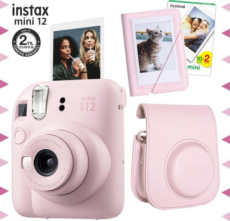 mini 12 Pembe Fotoğraf Makinesi-20'lu Film-Mini Albüm ve Deri Kılıf Seti