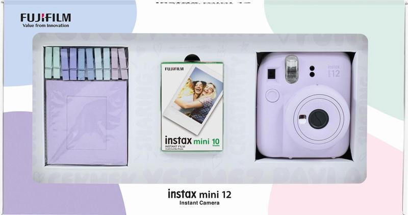 mini 12 Lila Fotoğraf Makinesi 10'lu Film ve Mandal Bundle Box