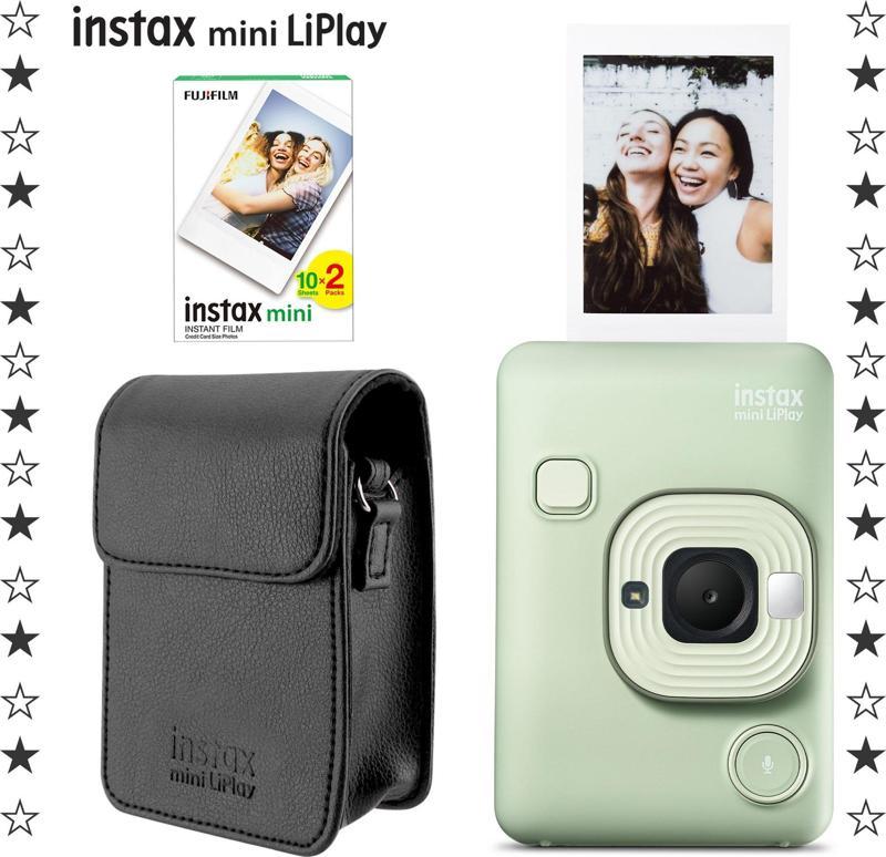 mini LiPlay Hybrid Matcha Green Fotoğraf Makinesi 20'li Film ve Deri Kılıf Hediye Seti