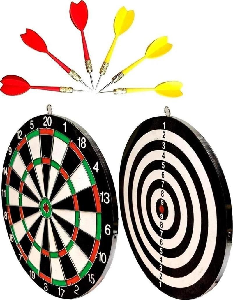 Dart Tahtası Seti 17 İnç Büyük Boy Çift Taraflı Dart Tahtası Oyun Seti