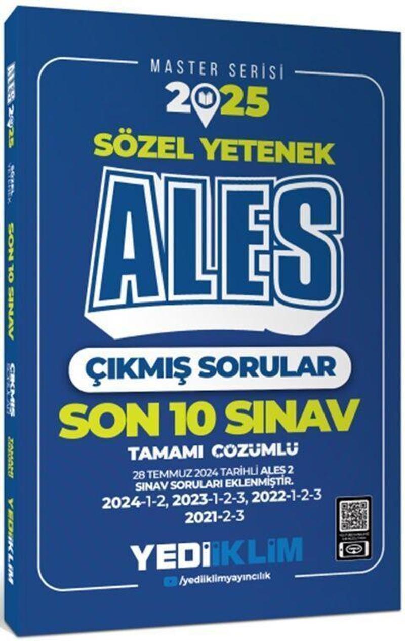 2025 ALES Sözel Yetenek Son 10 Sınav Tamamı Çözümlü Çıkmış Sorular Yediiklim Yayınları