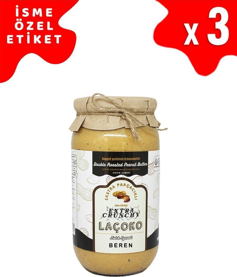 3Kg Isme Özel Şekersiz,Glutensiz,Doğal Çifte Kavrulmuş Parçacıklı Extra Crunchy Fıstık Ezmesi