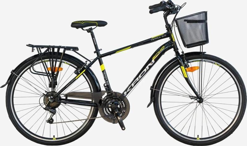 Tetra Man 3.0 28" Jant Sepetli Şehir Bisikleti 15' Kadro 21 Vites V Fren Siyah Neon Sarı