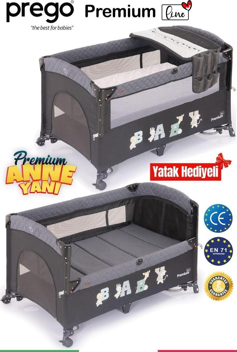 Premium Anne Yanı Oyun Parkı 70 X 120 Cm + Yatak Füme Tek Ebat