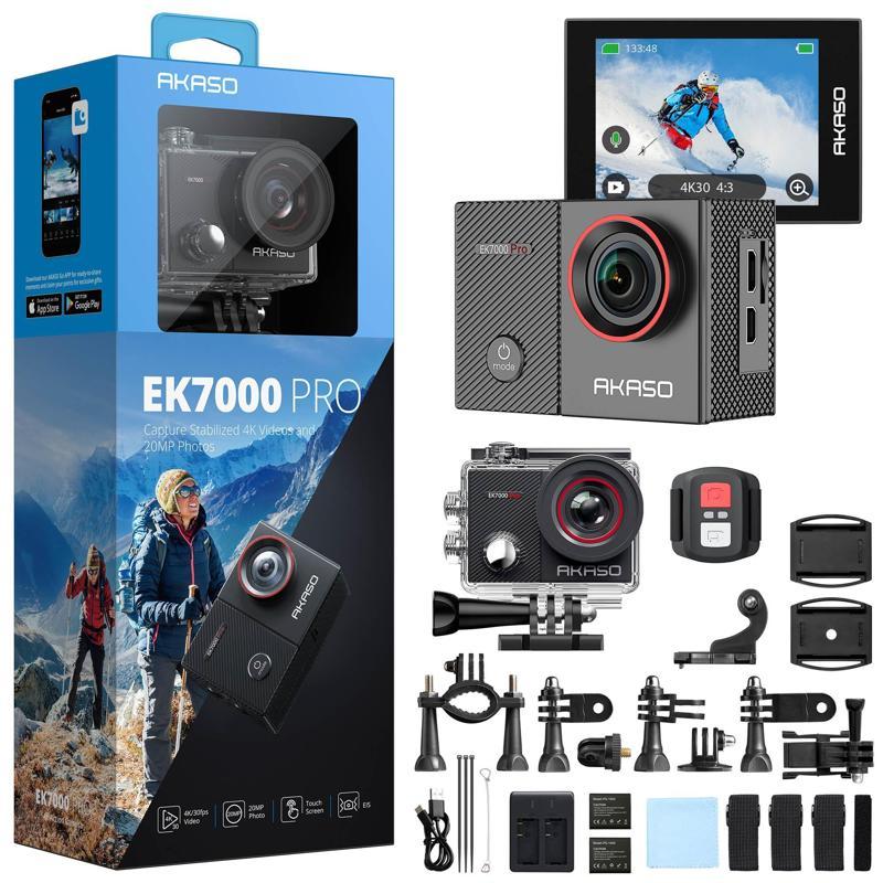 EK7000 Pro 4K Wi-Fi Aksiyon Kamera ve Süper Aksesuar Seti (Akaso Türkiye 2 Yıl Garantili)