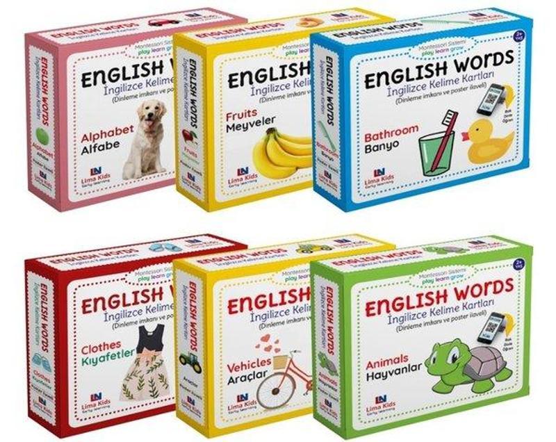 Lima Kids English Words-İngilizce Kelime Kartları Seti - 6 Kitap Takım - Kolektif