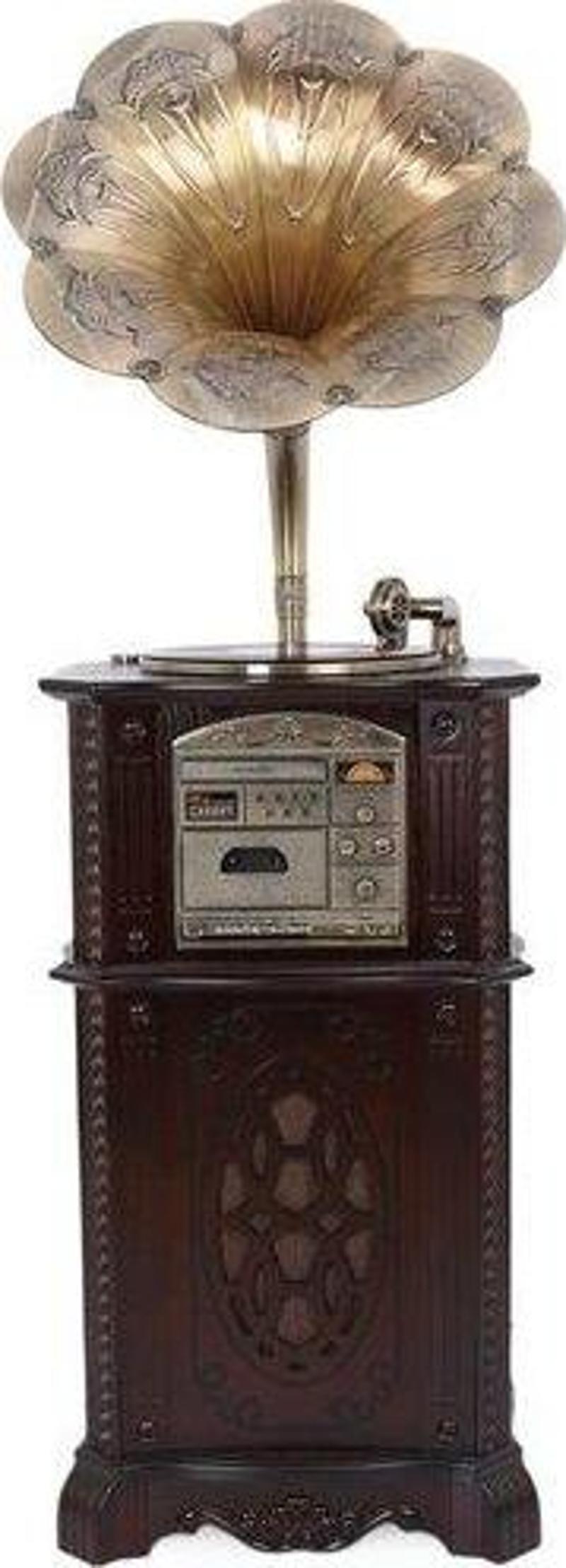 Gramofon Standlı Pikap Kahverengi