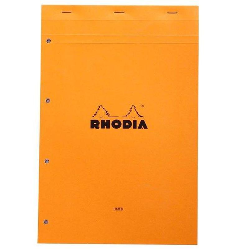 Rhodia Rhodia Basic 80 Çizgili 4 Delikli Beyaz Kağıt 21 x 318 cm Bloknot Turuncu Kapak