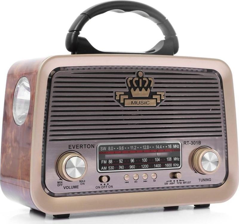 Rt-301 Bluetooth-Usb-Sd-Fm Şarjlı Nostaljik Radyo El Fenerli