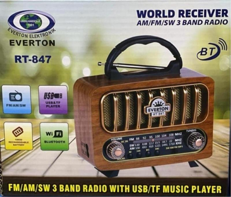 Rt-847 Bluetooth -Usb-Tf-Am-Fm-Sw-Tws-Usb Şarjlı Nostaljik Radyo