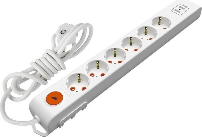 Ri-Tech 6 Lı 3 Metre Anahtarlı 2Usb Topraklı Grup Priz